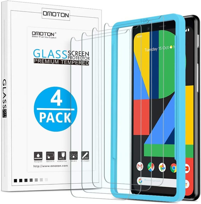 Omoton [4 Pack Screen Protector for Google Pixel 4 (5.7 Inch), Tempered Glass/Scratch Resistant/Only Cover Display Area - Image 1