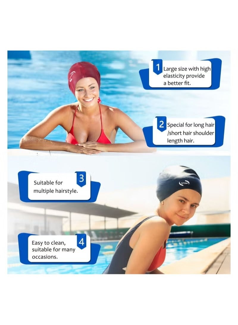 قبعة سباحة نسائية كبيرة الحجم للشعر الطويل المجعد أسود 30 * 29.5 * 22 سم - Image 5