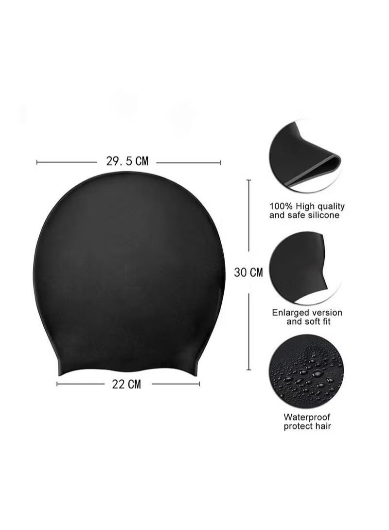قبعة سباحة نسائية كبيرة الحجم للشعر الطويل المجعد أسود 30 * 29.5 * 22 سم - Image 2