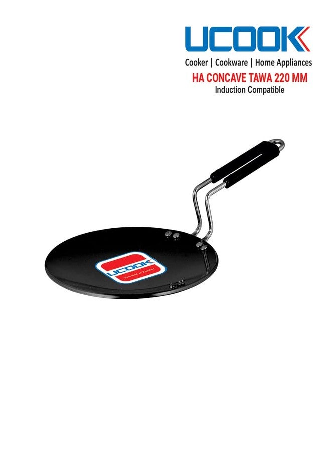 UCOOK by United Ekta Group Hard Anodised Induction Concave Tawa 220 mm, Black - Image 2
