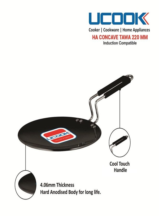 UCOOK by United Ekta Group Hard Anodised Induction Concave Tawa 220 mm, Black - Image 4
