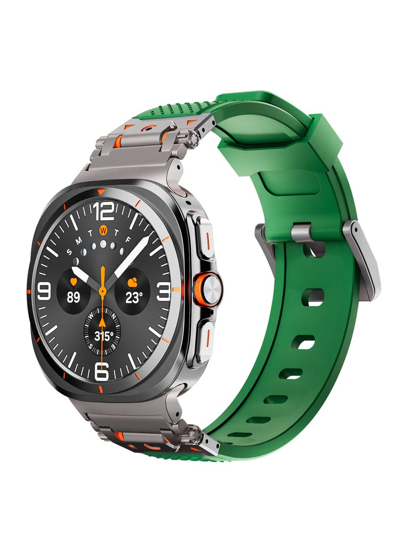 سوار رياضي متين من مادة TPU لساعة سامسونج جالاكسي الترا 47 ملم LTE، للرجال والنساء، حزام ساعة بديل بموصل معدني متين لساعة سامسونج الترا، تيتانيوم أخضر - Image 2