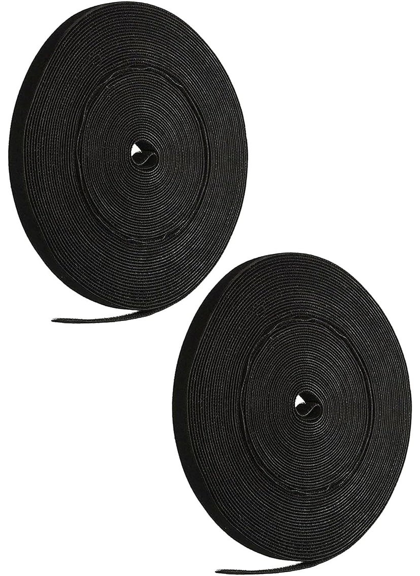 iMBAPrice iMBAPrice Long Cable Fastening Tape  Pack of 2 075 inch Single Wrap Hook  Loop 75 feet 25 YardsRoll  Black  - Image 1