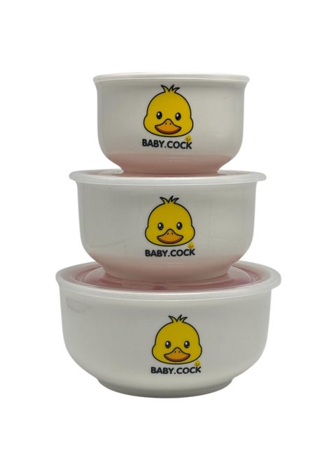 Set of 3 Porcelain Serving Bowls with Lids, Mixing Bowls with Lids, Food Storage Container, Ceramic Soup Bowls for Kitchen, Microwave and Dishwasher Safe
