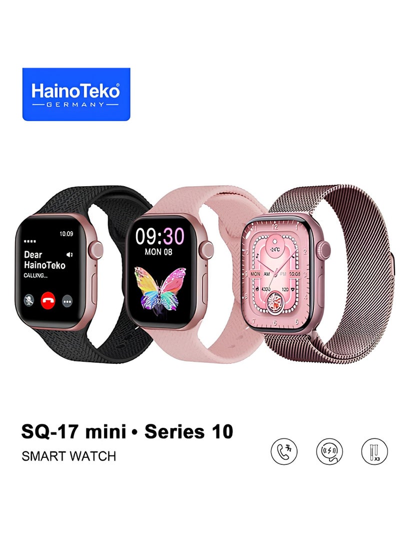 Haino Teko SQ_17 MINI Smart Watch With  Three Pairs Of Interchangeable Silicone Straps, Allowing You To Match Your Watch With Different Outfits And Occasions in (PINK) - Image 1