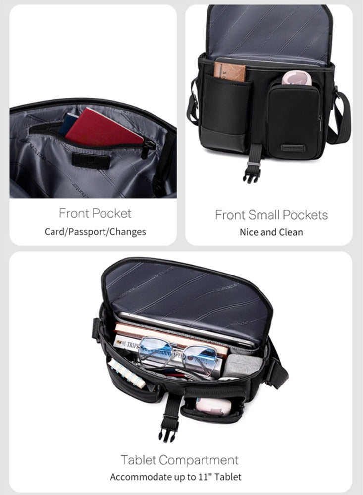 ARCTIC HUNTER Business Travel Crossbody Sling Bag, Small Work Office Wallet Messenger Bag with Tablet Compartment for Men, Black  - Image 4