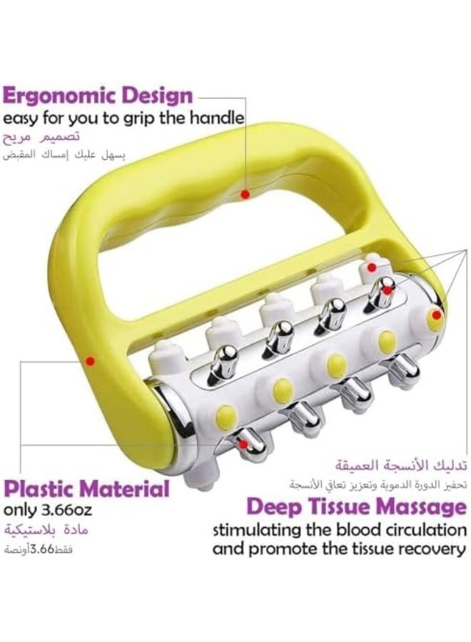 Myofascial Release Cellulite Massager (Yellow), Fascia Release Lymphatic Drainage Massage Roller for Personal Use, Handheld Deep Tissue Massage Therapy Tool for Men & Women - Image 3