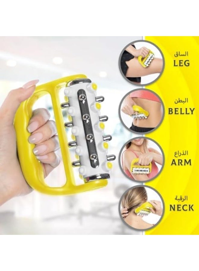 Myofascial Release Cellulite Massager (Yellow), Fascia Release Lymphatic Drainage Massage Roller for Personal Use, Handheld Deep Tissue Massage Therapy Tool for Men & Women - Image 2