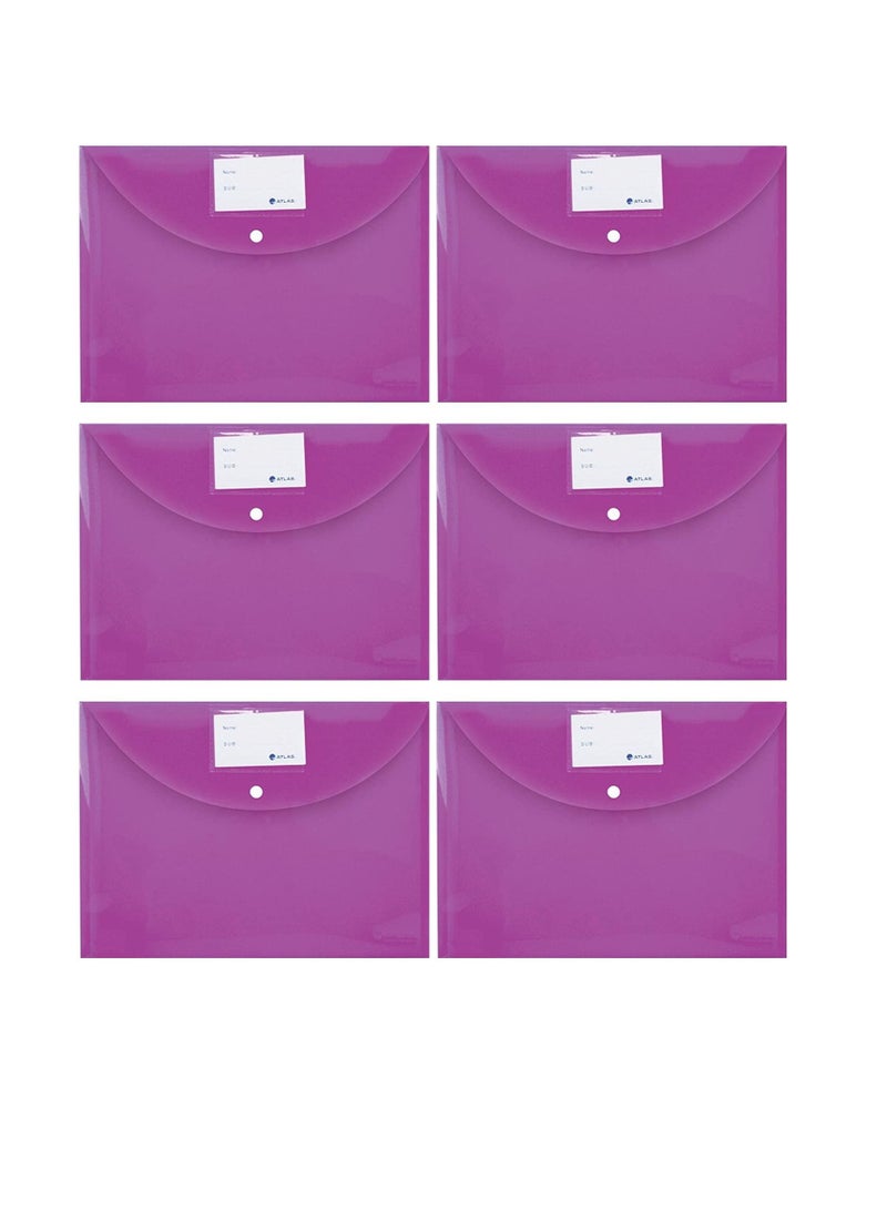 ATLAS 6-Piece Thick Document Bag Clear Purple Colour  - Image 1