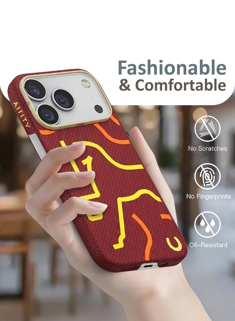 AIRITY Horse Style Bamboo Fiber Protective Case for iPhone 17 Pro Max– Ultra Durable, Lightweight & Premium Design Red Yellow - Image 5
