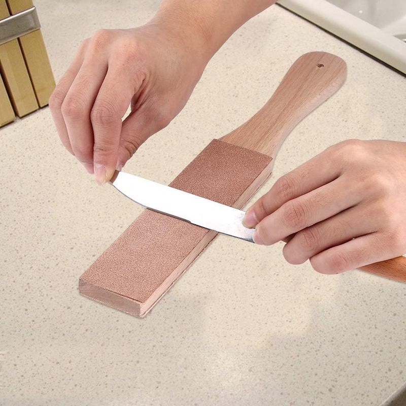 klarako Leather Sharpening Strop, Leather Sharpener with Wood Handle,Multifunctional DIY Leather Craft Polish Sharpening Strop Wood Handle Strop Tool - Image 2