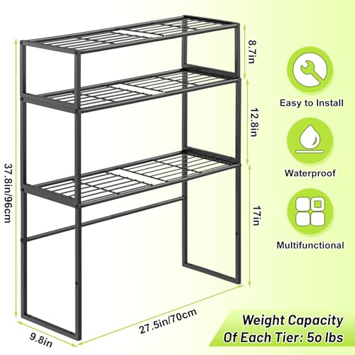 Gouisalin Metal Plant Stand Indoor Outdoor, 3 Tier Potted Multiple Flower Pot Holder Rack Plant Shelf, Heavy Duty Planter Display Shelving for Patio Balcony Garden Living Room Decorative (Black-3 Tier) - Image 2