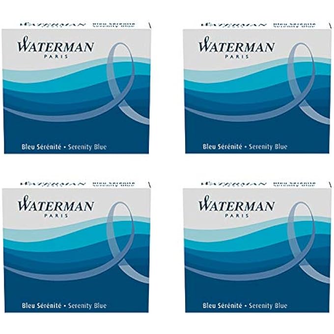 Waterman SHORT INTERNATIONAL INK CARTRIDGES SERENITY BLUE (FLORIDA BLUE) - 4 X BOX OF 6 - Image 1
