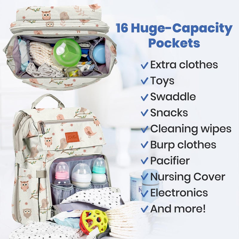 PILLANI Baby Diaper Bag Backpack - Large Bag for Boys & Girls, Waterproof Diaper Backpack - Travel Diaper Bags w/Changing Pad, Baby Registry Search & Shower Gifts - Essentials Must Haves Newborn Stuff - Image 3