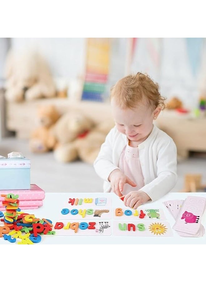 Wooden Alphabet Puzzle with Flashcards Spelling Game for Toddlers - Image 5