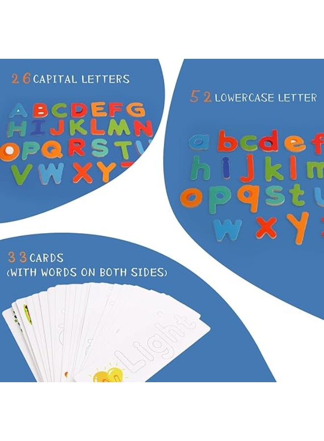 Wooden Alphabet Puzzle with Flashcards Spelling Game for Toddlers - Image 3