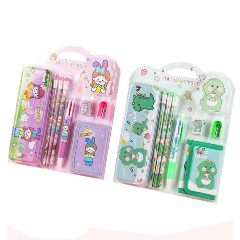 Crackles Stationary Kit for Boys and Girls with Pencil, Pen, Purse, Eraser Sharpener and Pencil Box - Stationary Kit Set for Girls/Boys Birthday Gift (Multicolor and Prints)- Pack of 1 - Image 4