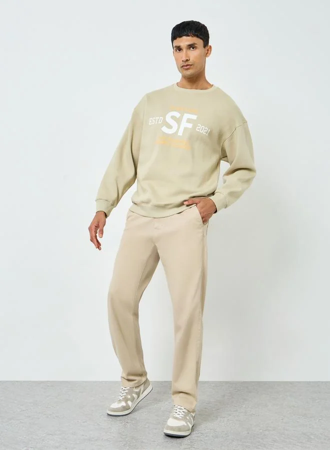 Styli Men Khaki Relaxed Fit Chinos