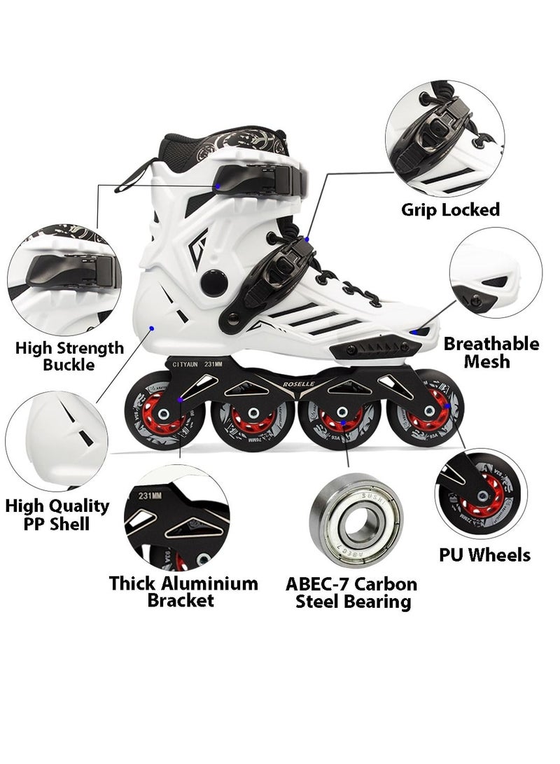 OVERS Professional Inline Skate Shoes for Adults with High Speed White  - Image 2