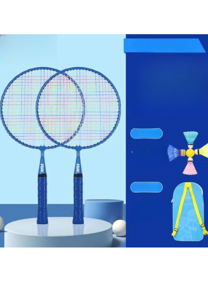 PEAK Children's Iron Alloy Badminton Racket Beginner Kindergarten Elementary School Student Parent-Child Ultra Light Double Racket - Image 1
