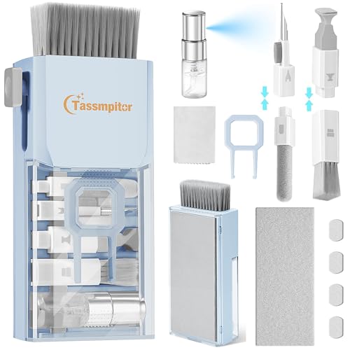 Tassmpitor Laptop Cleaning Kit, All in 1 Keyboard Cleaning kit for MacBook iPad iPhone, Compact Keyboard Cleaner with Brush and Spray for Tablet, Airpods, Earbud, Computer Screen, PC Monitor, Blue - Image 1