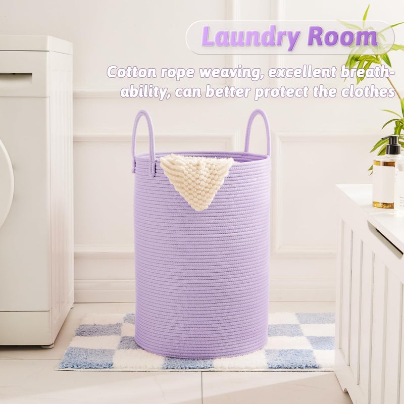 Artfeel Laundry Basket Woven Cotton Rope Laundry Hamper 60L For Decorative Storage Of Dirty Clothes Toys And Blankets In Bathroom Baby Room And Living Room - Image 5