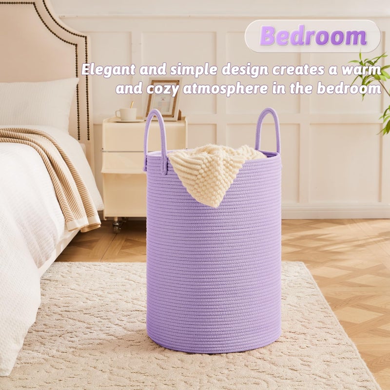 Artfeel Laundry Basket Woven Cotton Rope Laundry Hamper 60L For Decorative Storage Of Dirty Clothes Toys And Blankets In Bathroom Baby Room And Living Room - Image 3