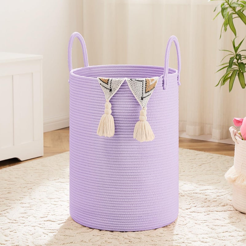 Artfeel Laundry Basket Woven Cotton Rope Laundry Hamper 60L For Decorative Storage Of Dirty Clothes Toys And Blankets In Bathroom Baby Room And Living Room - Image 1