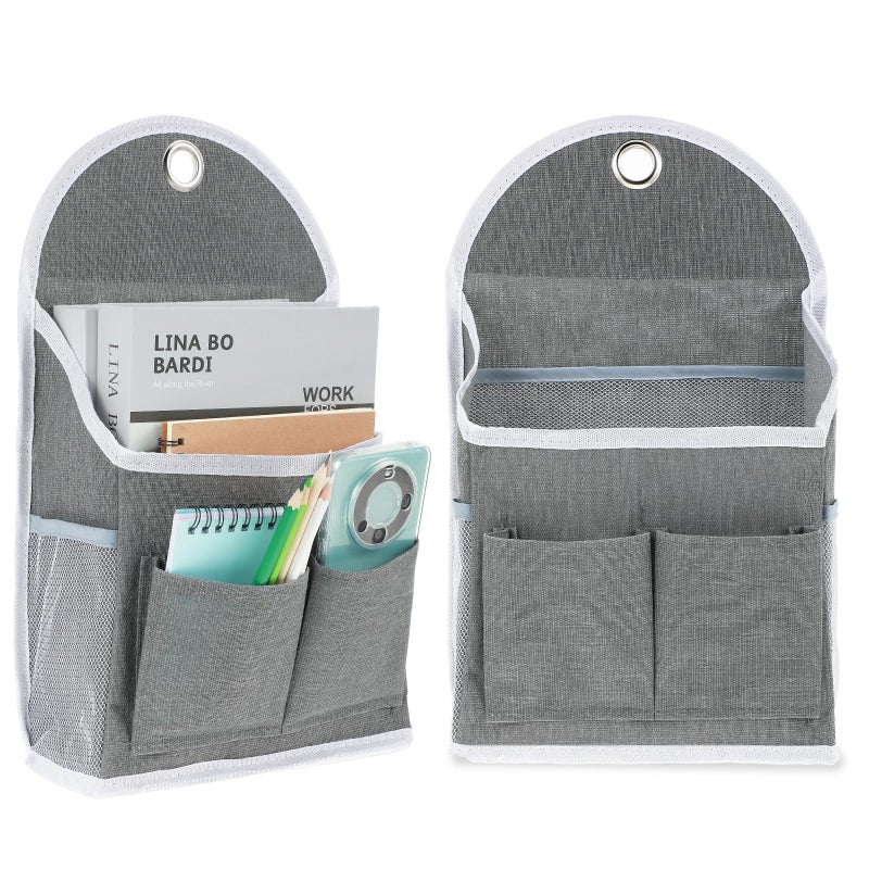salbsever 1 Pack Wall Hanging Organizer Bag with Pockets Fabric Storage Bag Basket Wall Mount Hangable Organizer File Pocket Fabric Magazine Waterproof for Bathroom Office Kitchen Bedroom - Image 2