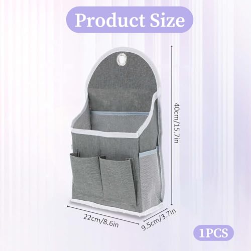 salbsever 1 Pack Wall Hanging Organizer Bag with Pockets Fabric Storage Bag Basket Wall Mount Hangable Organizer File Pocket Fabric Magazine Waterproof for Bathroom Office Kitchen Bedroom - Image 3