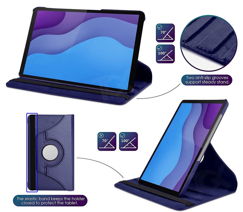TGK Rotating Cover for Lenovo Tab M10 HD 2nd Gen TB-X306X / Smart Tab M10 HD 2nd Gen TB-X306F (Dark Blue) 360 Degree Leather Smart Rotary Swivel Stand Case - Image 4