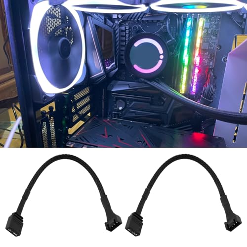 ECSiNG 2Pcs Motherboard Standard ARGB 3-Pin 5V to RGB 4-Pin Fan Adapter 16.5cm Cable Compatible with NZXT AER RGB & 2 RGB Fan Compatible with NZXT F120 RGB CORE Fan - Image 2