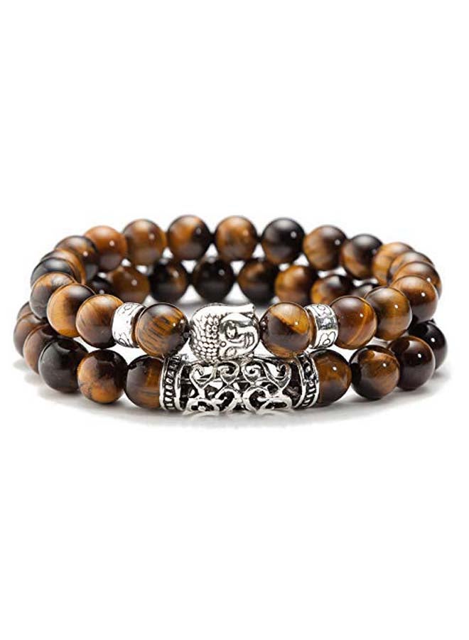 Beads Bracelet with Healing Stones from Tiger's Eye and Lava Rock - Image 1
