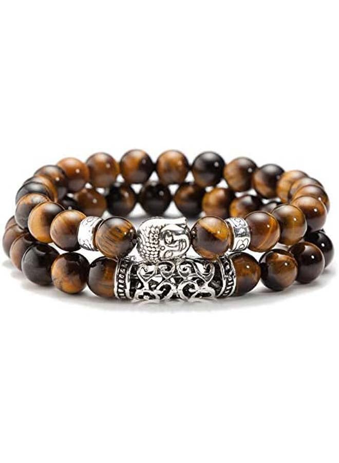 Beads Bracelet with Healing Stones from Tiger's Eye and Lava Rock - Image 3