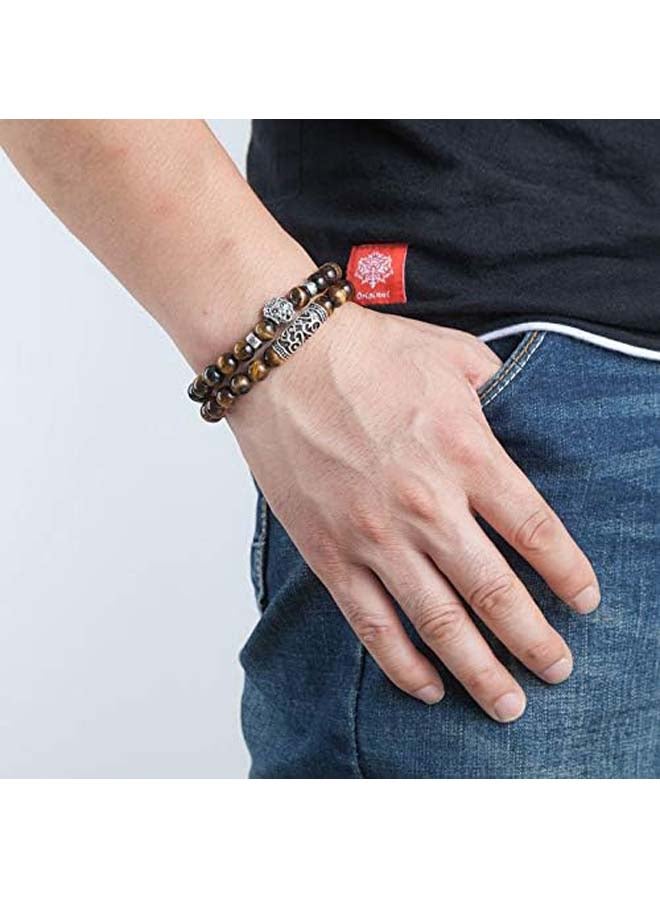 Beads Bracelet with Healing Stones from Tiger's Eye and Lava Rock - Image 4