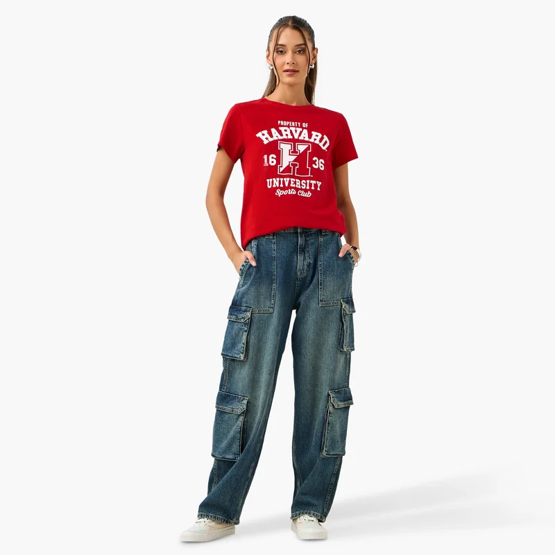 SP Characters Varsity Print Crew Neck T-shirt