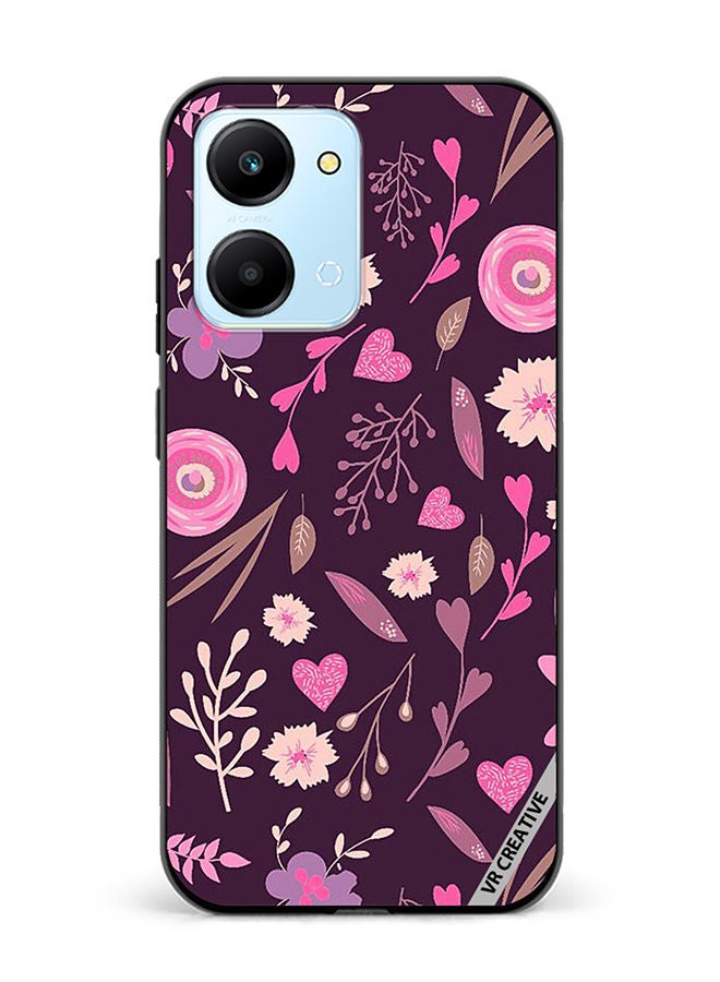VR CREATIVE Protective Case Cover For Honor Play7T Purple Floral Design Multicolour - Image 1