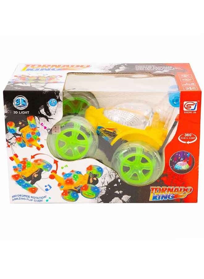 Generic - Tornado King Super Power RC Car, Toy With Led Light With Yellow Colour, 360° Run And Jump Friction Power Four Wheel Drive Vehicle - Image 1