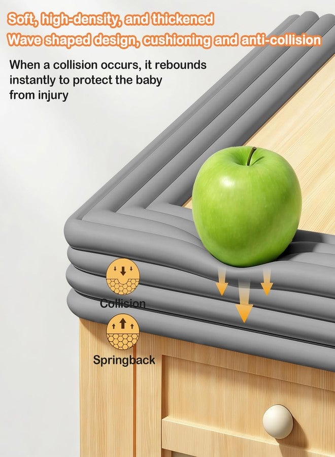 QYV Corner Protector Baby, 16.5FT 0.32''Th W-Shape Edge Protector for Baby Proofing 3.2'' Wide Foam Fireplace Cushion Pre-Taped Safety Guard Bumper Pad for Furniture Wall Stair Door (Grey) - Image 3