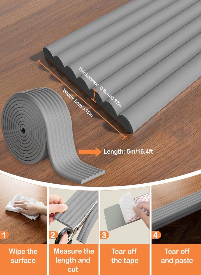 QYV Corner Protector Baby, 16.5FT 0.32''Th W-Shape Edge Protector for Baby Proofing 3.2'' Wide Foam Fireplace Cushion Pre-Taped Safety Guard Bumper Pad for Furniture Wall Stair Door (Grey) - Image 2