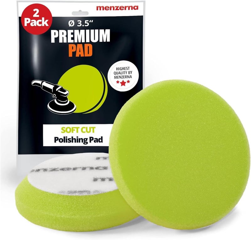 menzerna 3.5 Inch 2X Premium Polishing Pads Finish I High Shine Finishing Buffer Pad I Body Repair Buffing & Polishing I with Safety Edge, Velcro Attachment I Washable & Long Lasting - Image 1