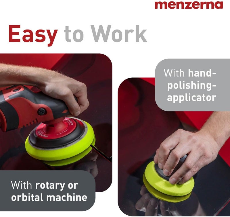 menzerna 3.5 Inch 2X Premium Polishing Pads Finish I High Shine Finishing Buffer Pad I Body Repair Buffing & Polishing I with Safety Edge, Velcro Attachment I Washable & Long Lasting - Image 4