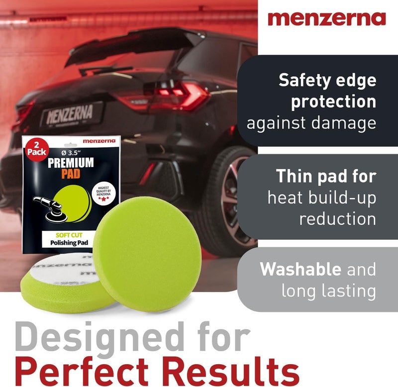 menzerna 3.5 Inch 2X Premium Polishing Pads Finish I High Shine Finishing Buffer Pad I Body Repair Buffing & Polishing I with Safety Edge, Velcro Attachment I Washable & Long Lasting - Image 2