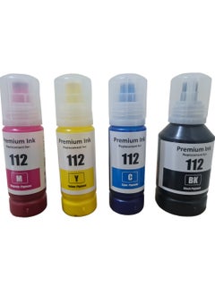 Premium Epson compatible Ink For 112 T112 For Epson L6550 L6570 L6580 L11160 L15150 L15160 printer [ALL 4 PIGMENT INK] Black 127ML Cyan Yellow Magenta 70ML.  - Image 1