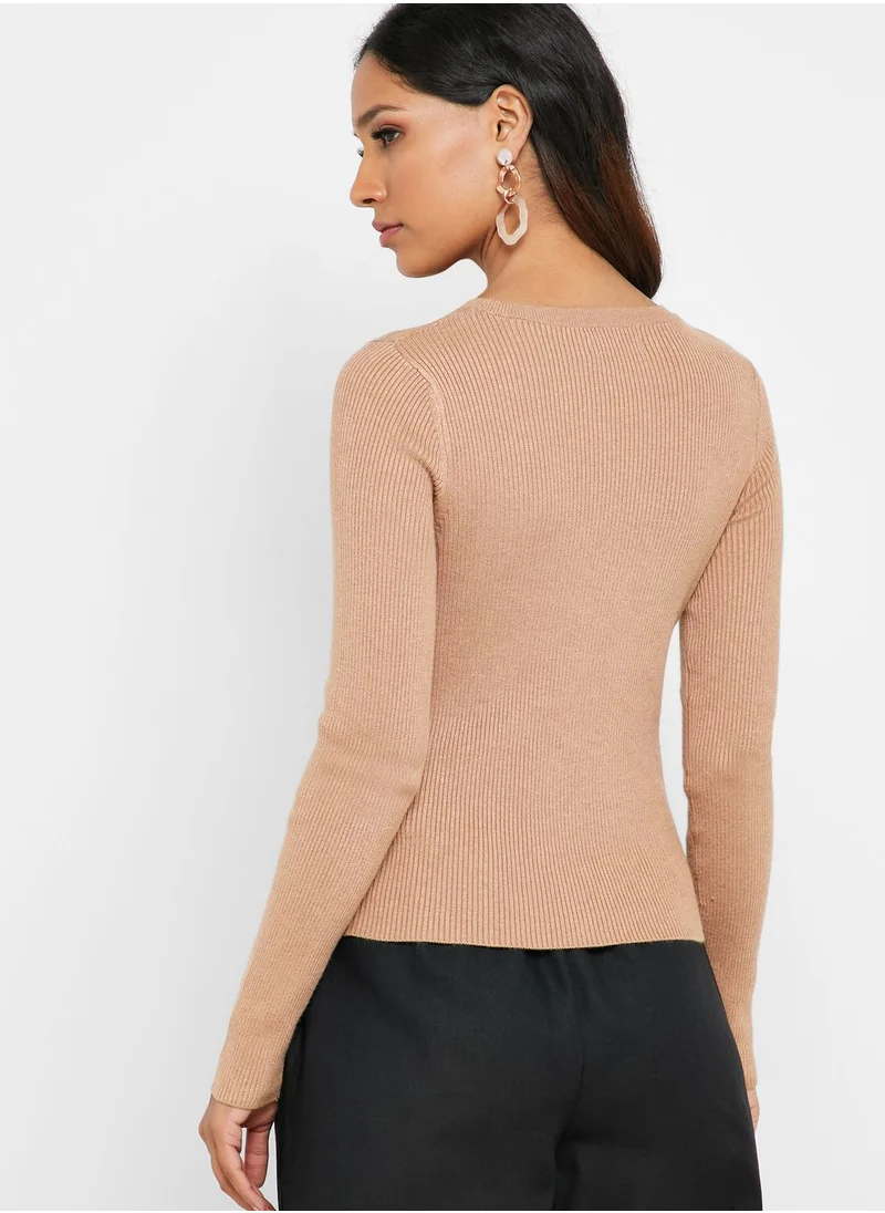 Reserved Ribbed Long Sleeve Sweater