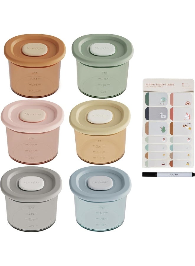 Moonkie Silicone Baby Food Containers | 4 oz Baby Food Storage Jars with Airtight Lids | Reusable Baby Food Jars, Freezer,Microwave and Dishwasher Safe, Perfect for Infant & Toddler - Image 1