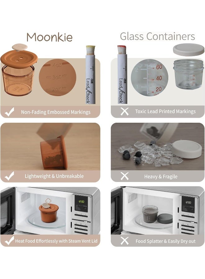 Moonkie Silicone Baby Food Containers | 4 oz Baby Food Storage Jars with Airtight Lids | Reusable Baby Food Jars, Freezer,Microwave and Dishwasher Safe, Perfect for Infant & Toddler - Image 2