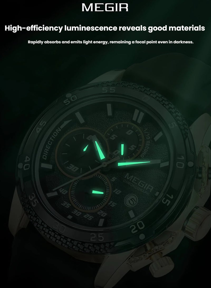 ميجر ساعة رجالية حزام سيليكون تناظرية كرونوغراف 2110G-46mm-أزرق - Image 4