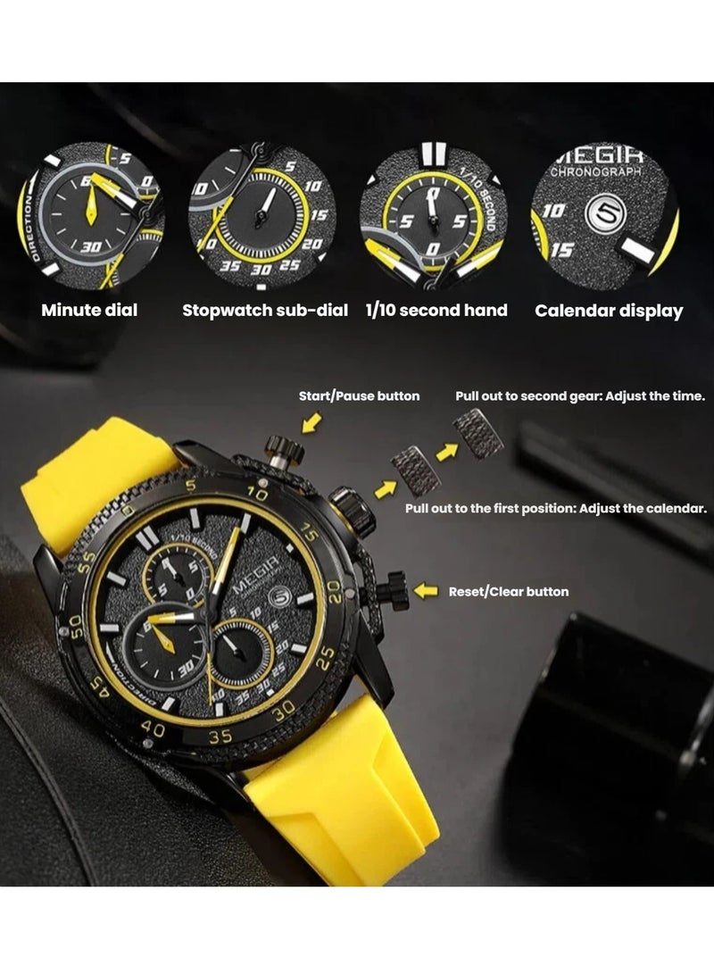 ميجر ساعة رجالية حزام سيليكون تناظرية كرونوغراف 2110G-46mm-أزرق - Image 5