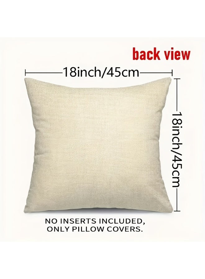 Yalla Pick 4 Pcs Linen Throw Pillow Covers,  Modern Minimalist Cushion Covers for Sofa Couch, Soft Breathable Decorative Pillow Cases with Hidden Zipper, Living Room Bedroom Decor(45x45 cm) - Image 2